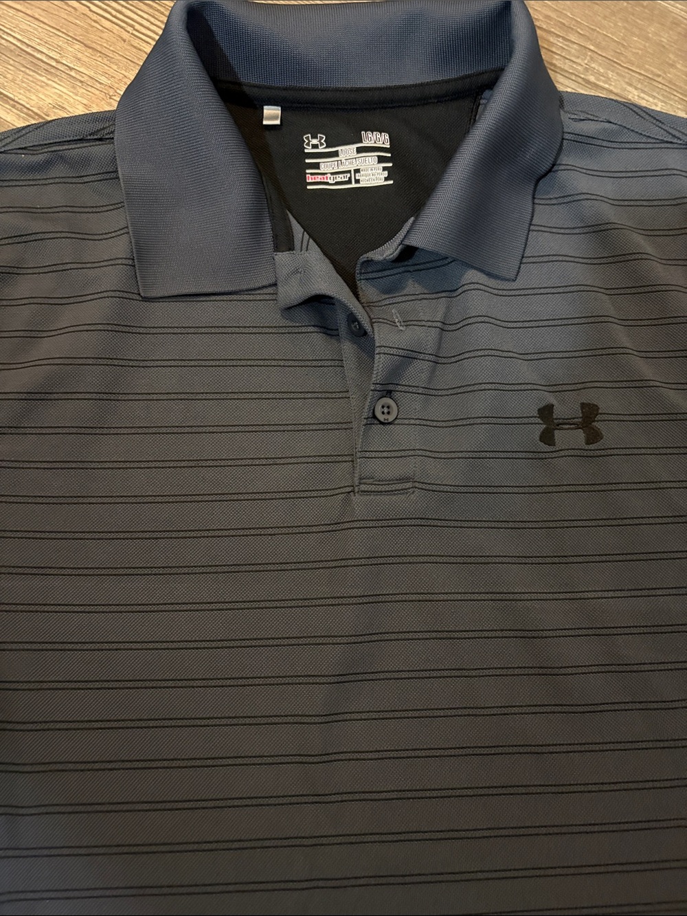 Under Armour Men's Dark Blue Striped Performance Polo